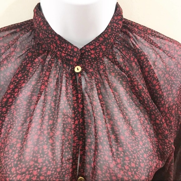 Cleobella Richie Button Down Sheer Red Blouse XS - Picture 15 of 16